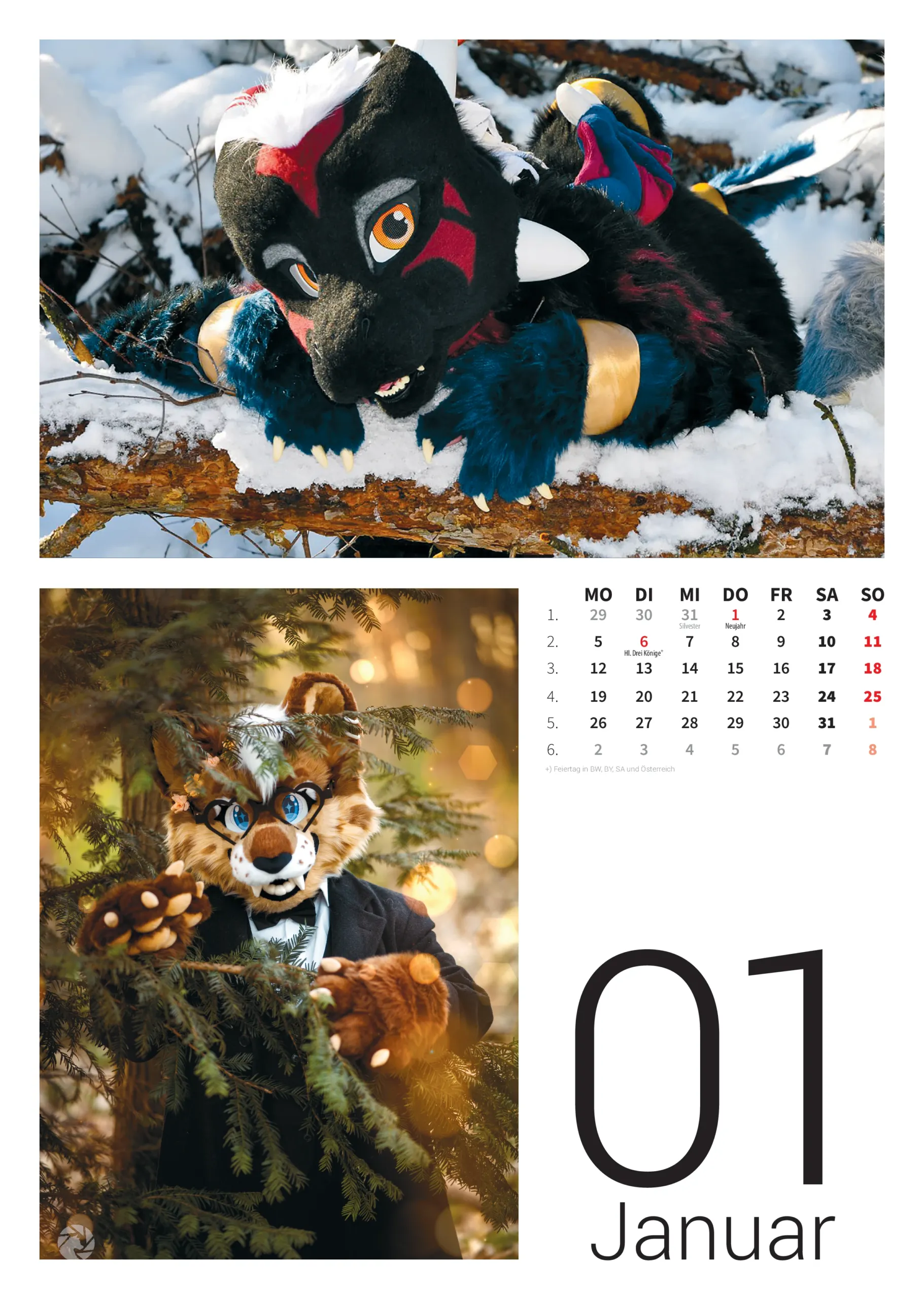 DIN A3 Monatswandkalender Fursuit Kalender 2026 – Bild 2