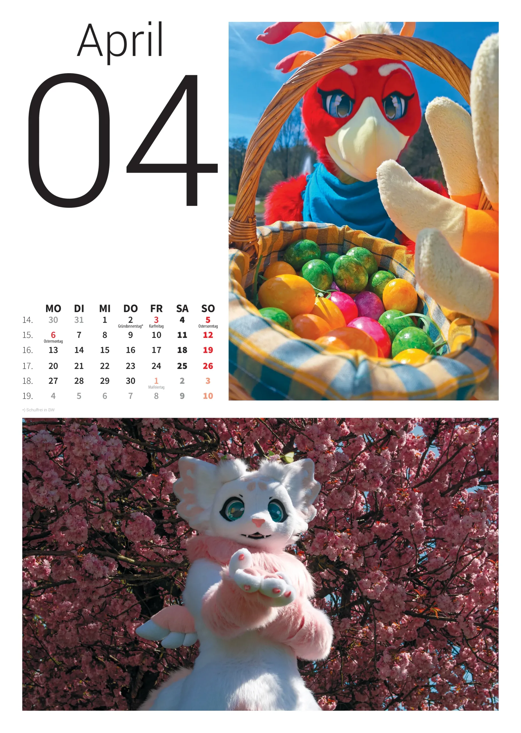 DIN A3 Monatswandkalender Fursuit Kalender 2026 – Bild 3